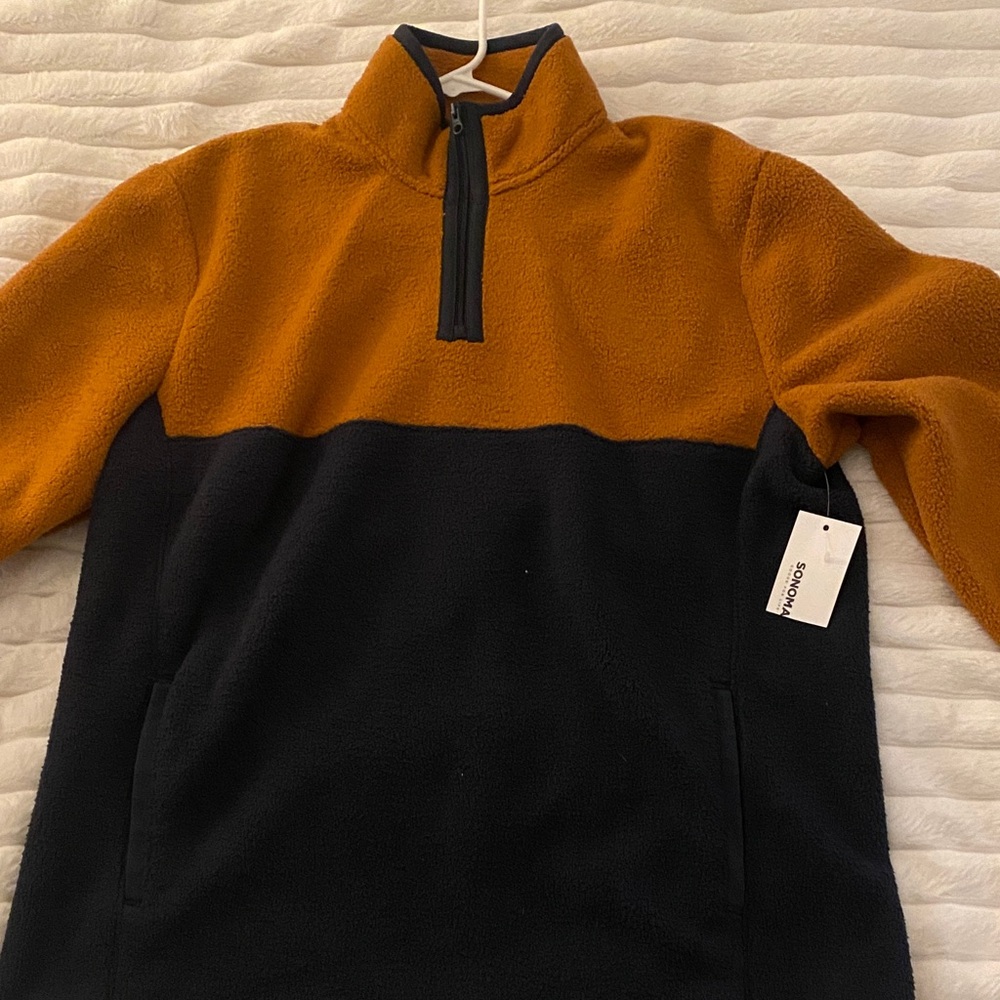 Sonoma Men's Zip-Up Sweater - Black and Orange